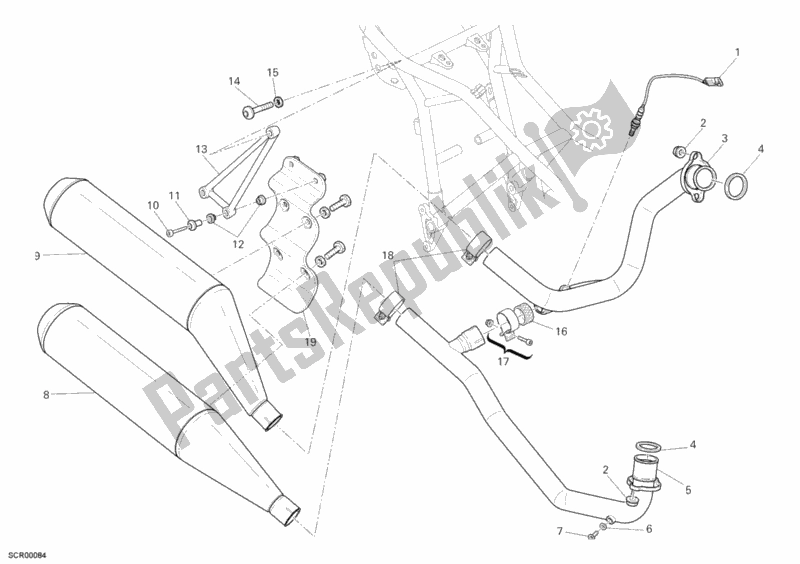 Todas as partes de Sistema De Exaustão do Ducati Sportclassic Sport 1000 Single-seat USA 2006